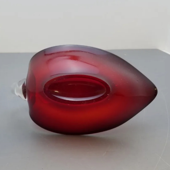 Immaculate Vintage Signed Glass Crystal Loon Swan Goose ruby red Paperweight - Picture 2 of 5